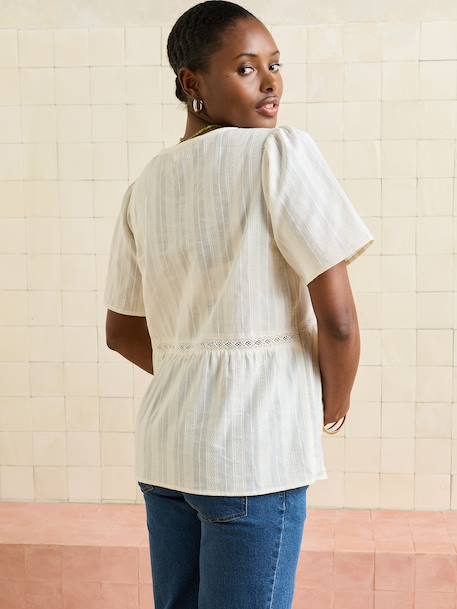 Maternity blouse with V-neck ecru - vertbaudet enfant 