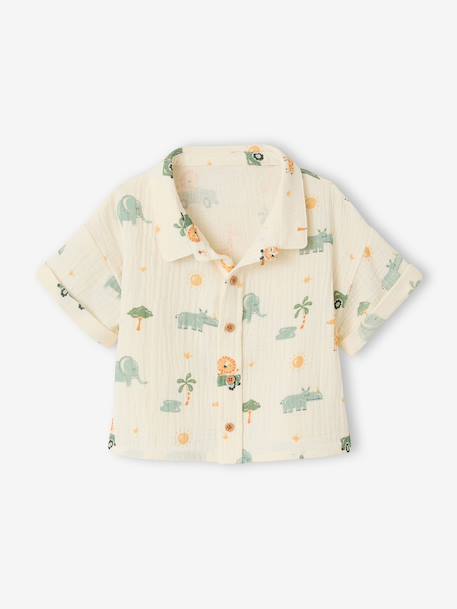Boy's shirt and short set emerald green - vertbaudet enfant 