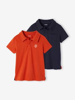 Garçon-T-shirt, polo, sous-pull-Polo-Lot de 2 polos garçon unis manches courtes
