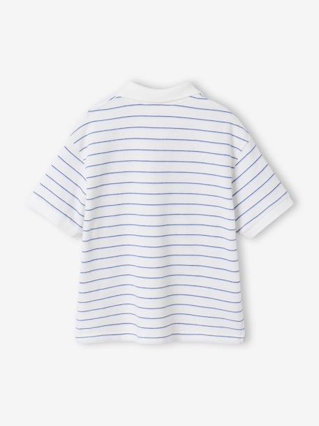 Striped short-sleeved polo shirt for boys ecru - vertbaudet enfant 