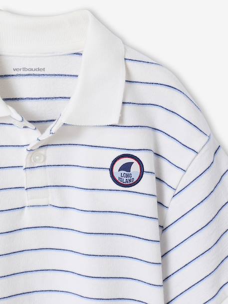 Striped short-sleeved polo shirt for boys ecru - vertbaudet enfant 