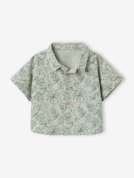Baby boy shirt and short set sage green - vertbaudet enfant 