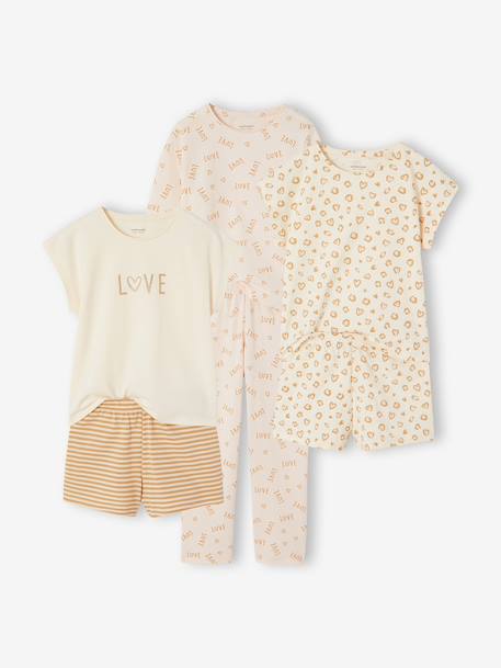 Pack of 3 leopard print pyjamas for girls ecru - vertbaudet enfant 