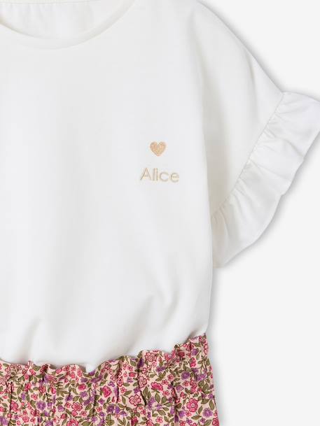 Girl's T-shirt and wide-leg trouser set blush+ecru - vertbaudet enfant 
