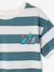 Boy's t-shirt with wide stripes and chest motif orange+striped green - vertbaudet enfant 