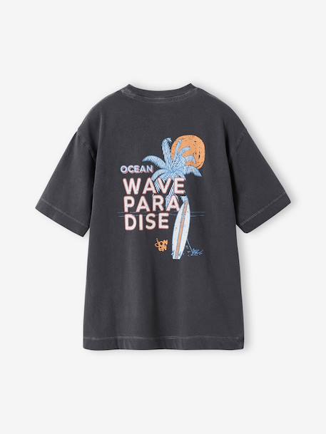Oversized cotton t-shirt for boys anthracite+old rose - vertbaudet enfant 