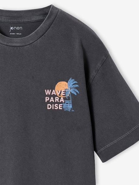 T-shirt oversize garçon coton anthracite - vertbaudet enfant 