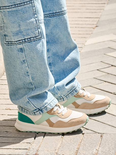 Elasticated Synthetic Trainers for Children set beige+set pink - vertbaudet enfant 