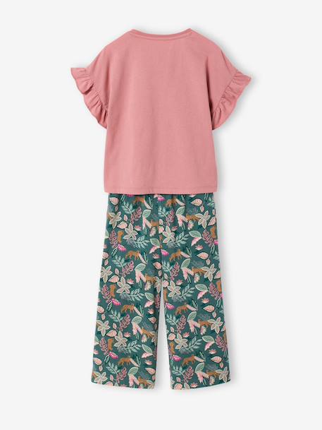Girl's T-shirt and wide-leg trouser set blush+ecru - vertbaudet enfant 