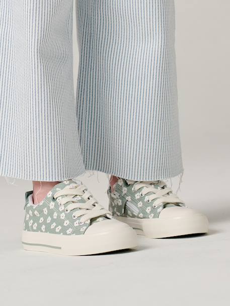 Trainers in Fancy Fabric, for Girls blush+printed green - vertbaudet enfant 