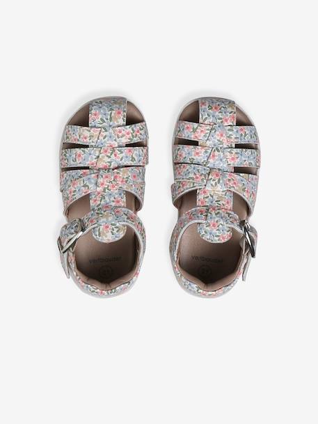 Leather Sandals for Baby Girls, Designed for First Steps gold+iridescent beige+printed white - vertbaudet enfant 