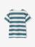Boy's t-shirt with wide stripes and chest motif orange+striped green - vertbaudet enfant 