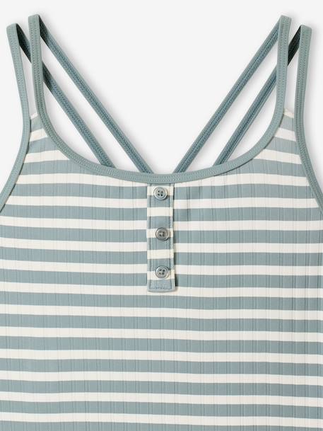 Striped one-piece swimsuit sage green - vertbaudet enfant 