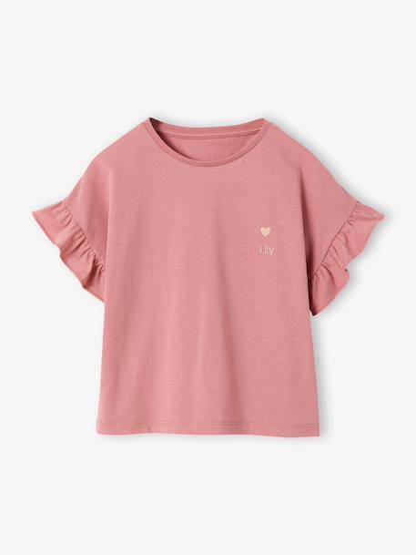Girl's T-shirt and wide-leg trouser set blush+ecru - vertbaudet enfant 