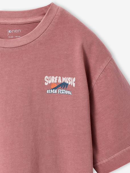 Oversized cotton t-shirt for boys anthracite+old rose - vertbaudet enfant 