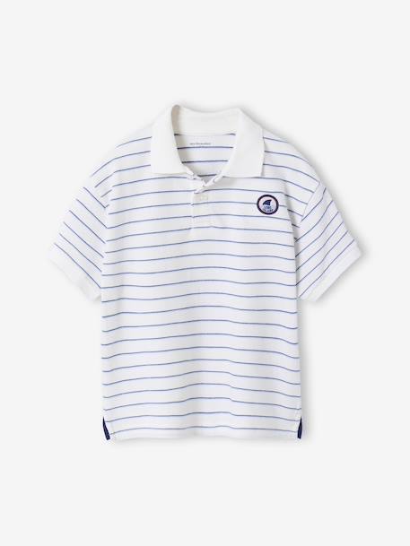 Striped short-sleeved polo shirt for boys ecru - vertbaudet enfant 