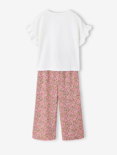 Girl's T-shirt and wide-leg trouser set blush+ecru - vertbaudet enfant 