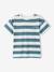 Boy's t-shirt with wide stripes and chest motif orange+striped green - vertbaudet enfant 