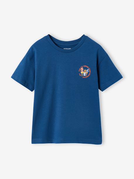 T-shirt garçon motifs devant et dos anthracite+blanc+bleu ciel+bleu océan+bois de rose - vertbaudet enfant 