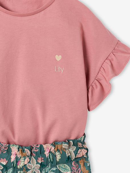 Girl's T-shirt and wide-leg trouser set blush+ecru - vertbaudet enfant 