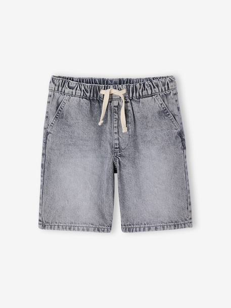 Easy-to-Slip-On Denim Bermuda Shorts for Boys denim grey+double stone+printed blue+stone+striped blue - vertbaudet enfant 