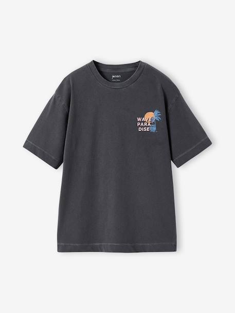 Oversized cotton t-shirt for boys anthracite+old rose - vertbaudet enfant 