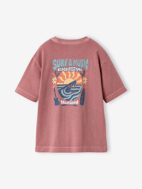 Oversized cotton t-shirt for boys anthracite+old rose - vertbaudet enfant 