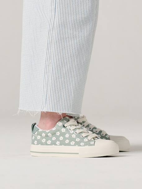 Trainers in Fancy Fabric, for Girls blush+printed green - vertbaudet enfant 