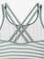 Striped one-piece swimsuit sage green - vertbaudet enfant 