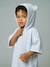 Baby Animals Bath Poncho, with Recycled Cotton printed white+striped blue - vertbaudet enfant 
