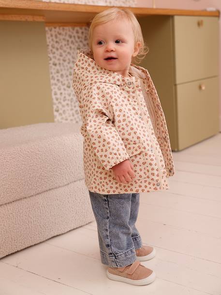 Leather baby trainers with hook and loop fasteners pale pink - vertbaudet enfant 