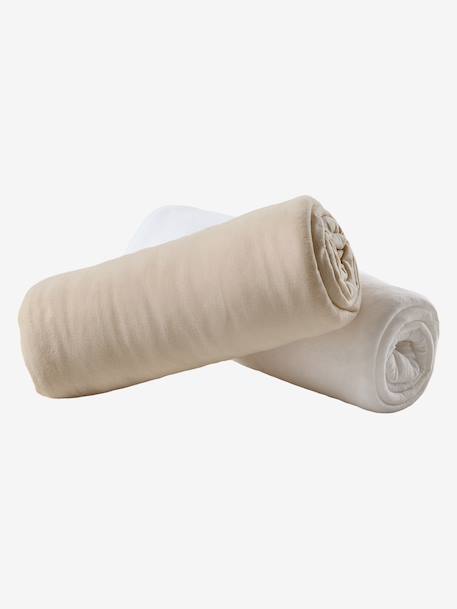 Lot de 2 draps-housses bébé en jersey extensible beige+blanc+GRIS+JAUNE CURRY+moutarde+ROSE PALE+VERT BLEUTE+vert sauge - vertbaudet enfant 