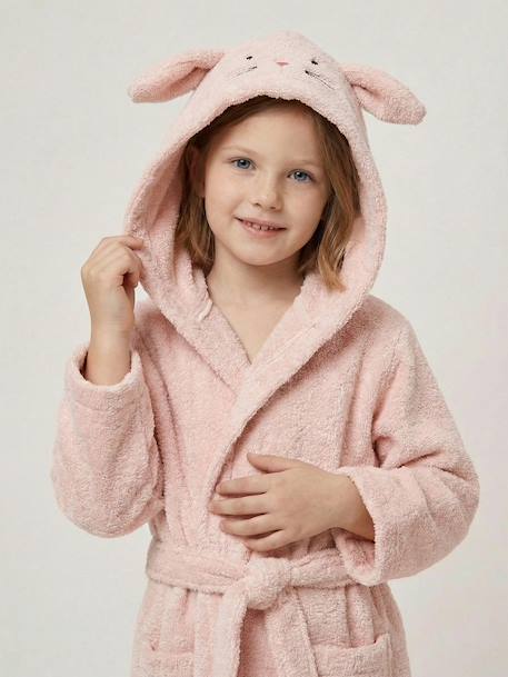 Rabbit Bathrobe in Recycled Cotton rosy - vertbaudet enfant 