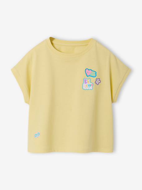 T-shirt manches courtes fille jaune pâle - vertbaudet enfant 