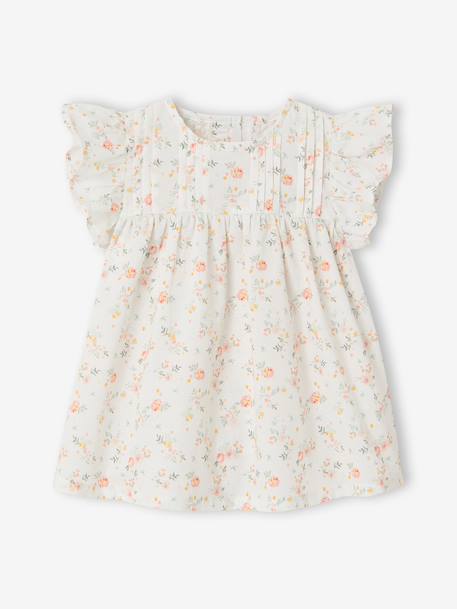 Baby girl's short-sleeved dress ecru - vertbaudet enfant 