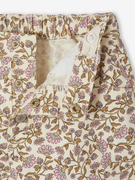 Girl's twill shorts ecru+sage green - vertbaudet enfant 