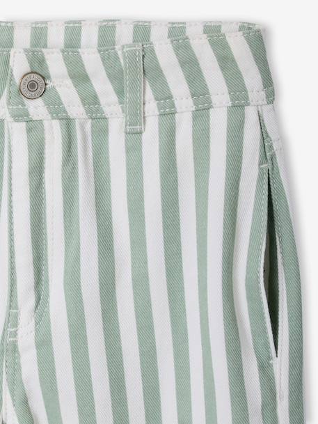 Girl's striped trousers sage green - vertbaudet enfant 