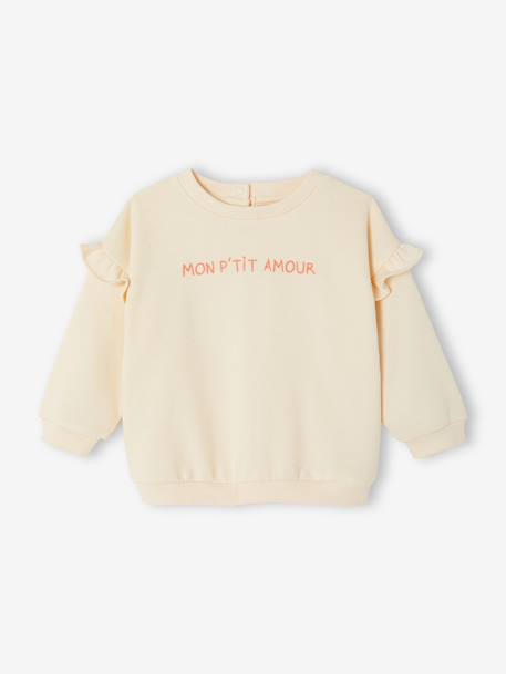 Customisable baby girl's sweatshirt pecan nut+vanilla - vertbaudet enfant 