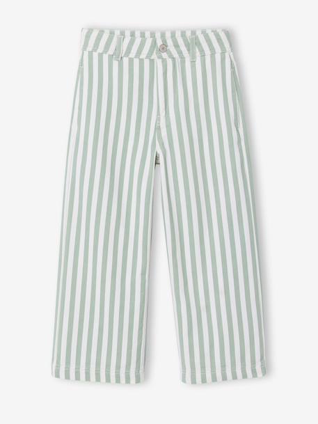 Girl's striped trousers sage green - vertbaudet enfant 