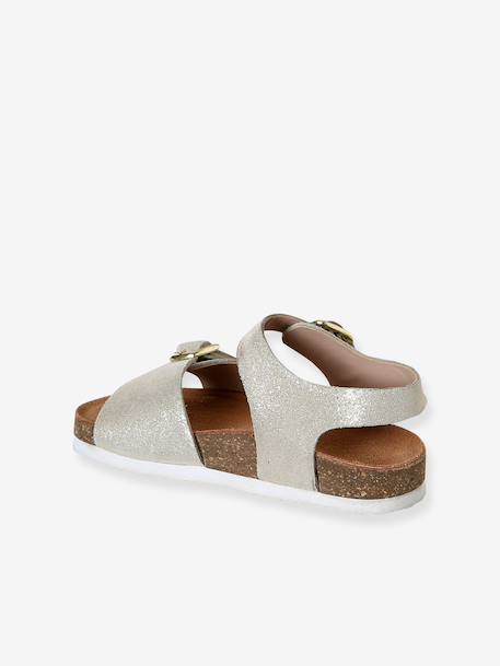 Leather buckle sandals gold+pale pink - vertbaudet enfant 