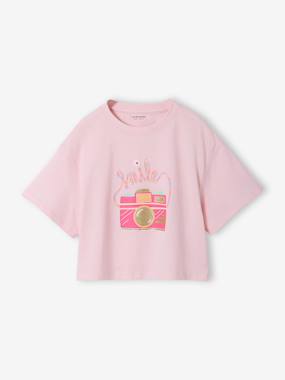 Fille-T-shirt, sous-pull-T-shirt-T-shirt fille cropped manches courtes 