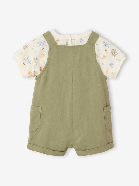 Boys' bodysuit and dungaree set khaki - vertbaudet enfant 