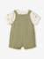 Boys' bodysuit and dungaree set khaki - vertbaudet enfant 