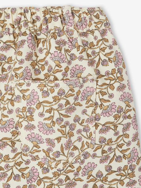 Girl's twill shorts ecru+sage green - vertbaudet enfant 
