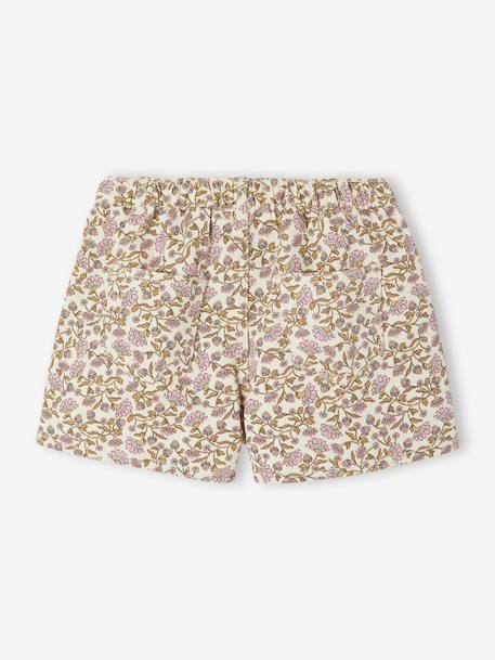 Girl's twill shorts ecru+sage green - vertbaudet enfant 