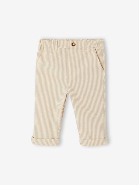 Pantalon bébé garçon taille élastiquée beige - vertbaudet enfant 