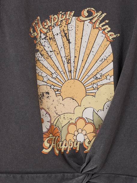 Printed T-Shirt for Girls anthracite+ecru - vertbaudet enfant 