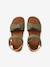 Hook-&-Loop Leather Sandals for Children khaki+navy blue+sandy beige - vertbaudet enfant 
