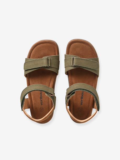 Sandales scratchées cuir enfant kaki+marine+sable - vertbaudet enfant 