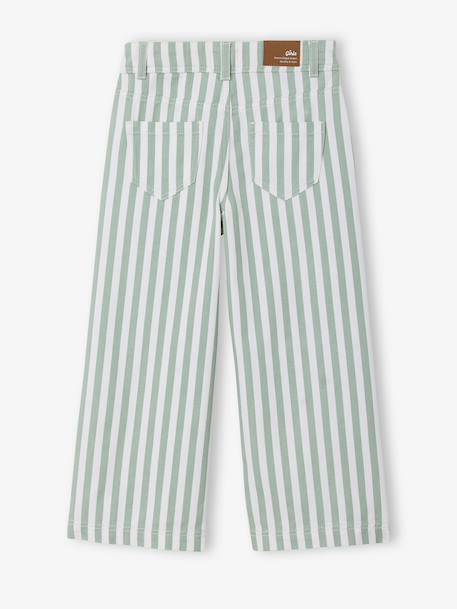 Girl's striped trousers sage green - vertbaudet enfant 
